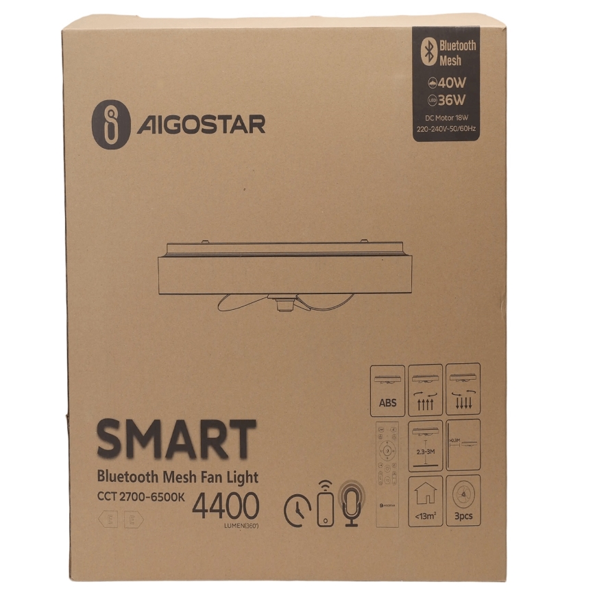 Aigostar - LED Aptumšojama griestu lampa ar ventilatoru MESH LED/40W/230V 2700-6500K melna + tālvadības pults