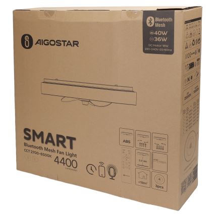 Aigostar - LED Aptumšojama griestu lampa ar ventilatoru MESH LED/40W/230V 2700-6500K melna + tālvadības pults
