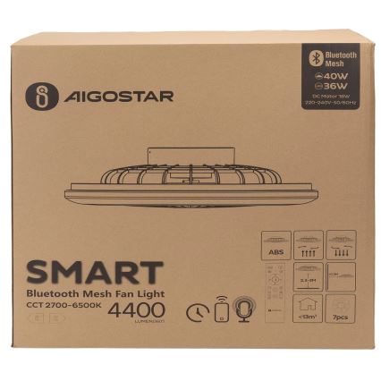 Aigostar - LED Aptumšojama griestu lampa ar ventilatoru MESH LED/40W/230V 2700-6500K balta + tālvadības pults