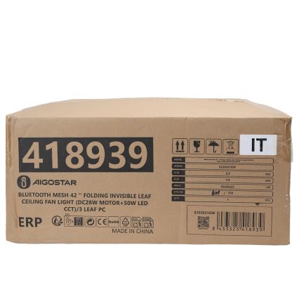 Aigostar - LED Aptumšojama griestu lampa ar ventilatoru MESH LED/50W/230V 2700-6500K melna + tālvadības pults