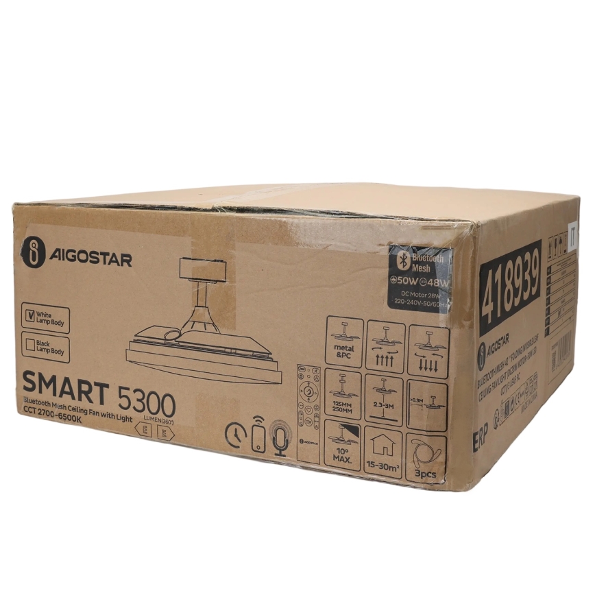 Aigostar - LED Aptumšojama griestu lampa ar ventilatoru MESH LED/50W/230V 2700-6500K melna + tālvadības pults