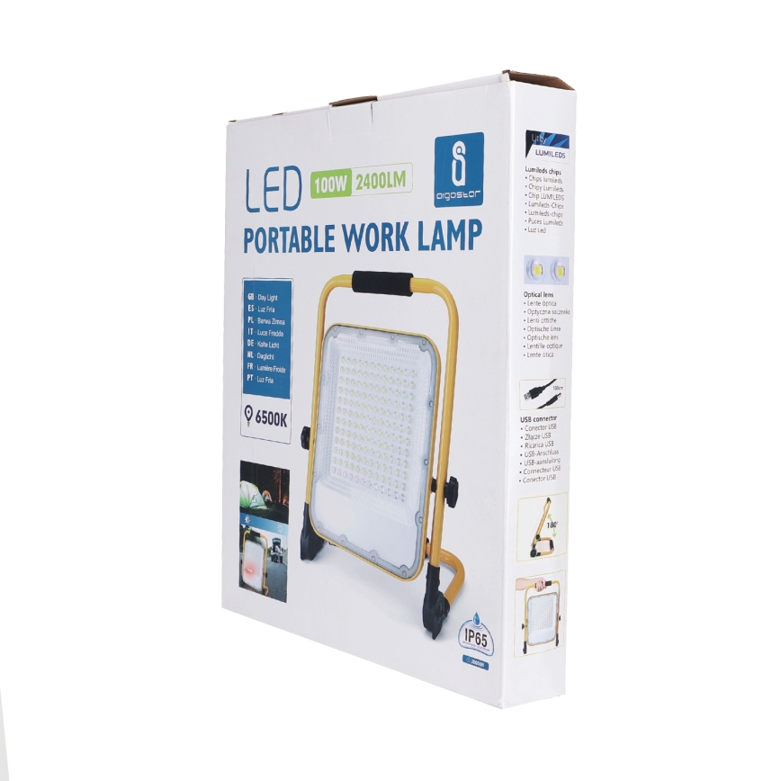 Aigostar - LED Aptumšojama rechargeable Prožektors LED/100W/5V 6500K IP65