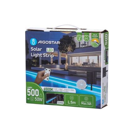 Aigostar - LED Aptumšojama saules enerģijas josla LED/5W/3,2V 5 m 6500K IP65 4000 mAh + tālvadības pults