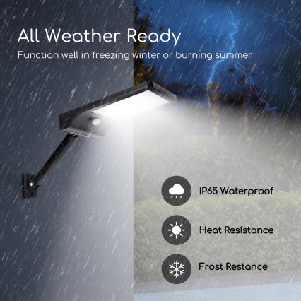 Aigostar - LED Aptumšojama saules enerģijas lampa ar sensoru LED/2,3W/5,5V IP65 1800 mAh + tālvadības pults