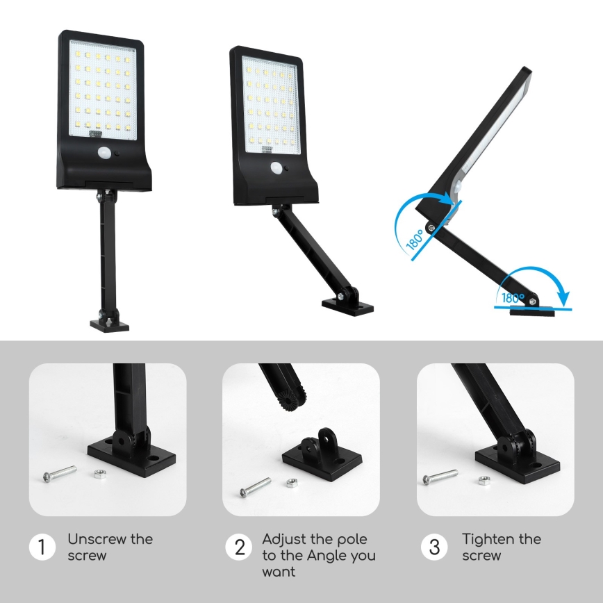 Aigostar - LED Aptumšojama saules enerģijas lampa ar sensoru LED/2,3W/5,5V IP65 1800 mAh + tālvadības pults