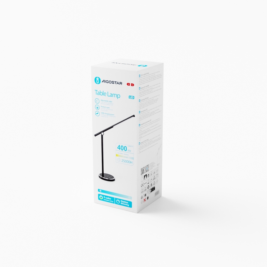 Aigostar - LED Aptumšojama skārienvadāma galda lampa LED/8W/230V 3000-6000K melna