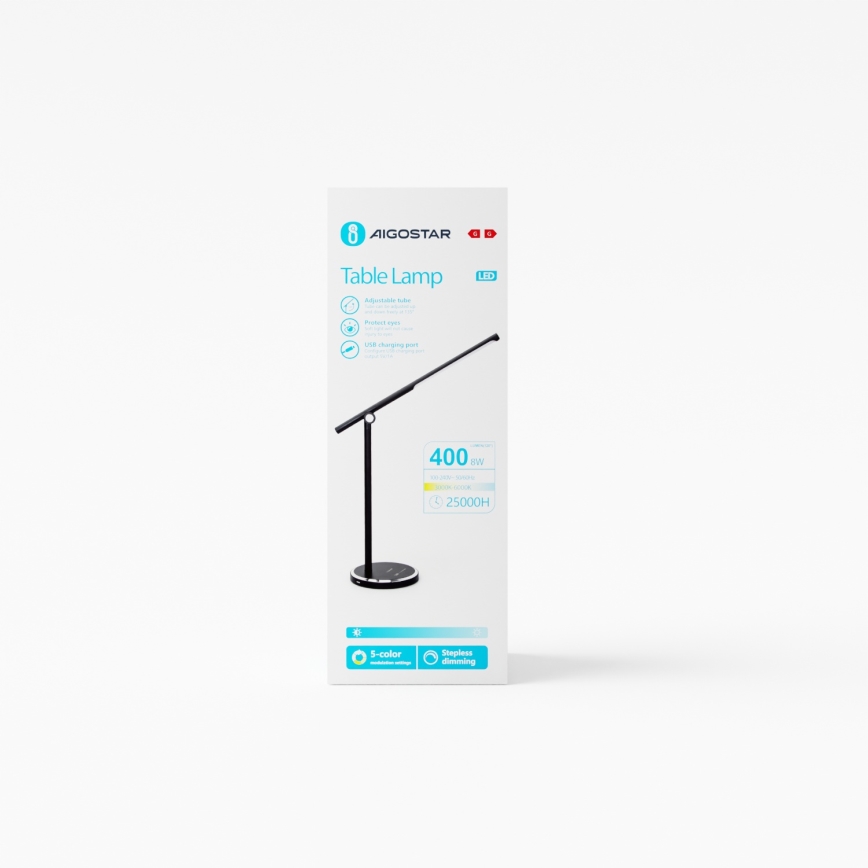 Aigostar - LED Aptumšojama skārienvadāma galda lampa LED/8W/230V 3000-6000K melna