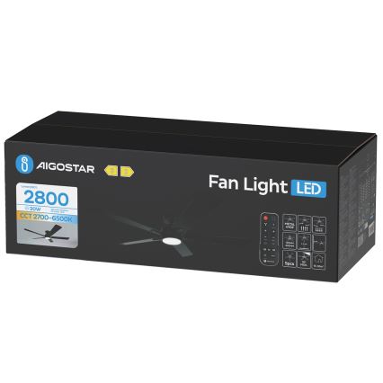 Aigostar - LED Aptumšojams griestu ventilators LED/20W/230V 2700-6500K 132cm brūna + tālvadības pults