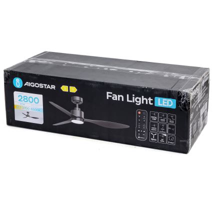 Aigostar - LED Aptumšojams griestu ventilators LED/20W/230V 2700-6500K 132cm melna + tālvadības pults