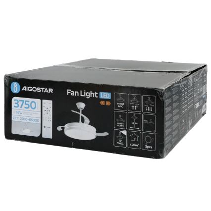 Aigostar - LED Aptumšojams griestu ventilators LED/36W/230V 2700-6500K d. 107 cm + tālvadības pults balta