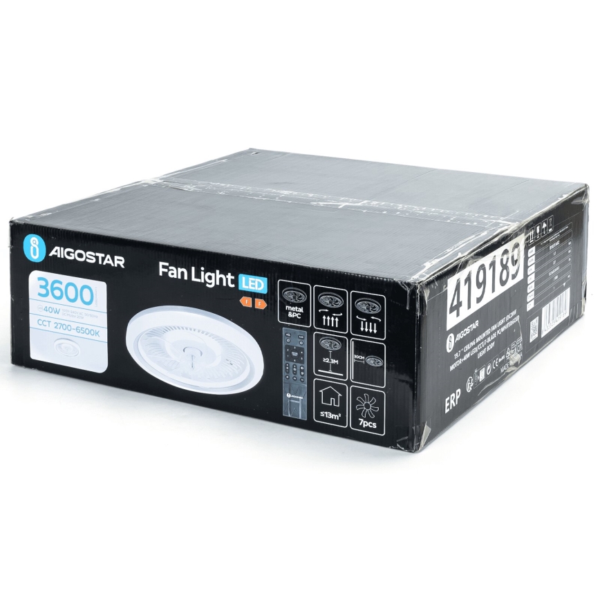 Aigostar - LED Aptumšojams griestu ventilators LED/40W/230V 2700/4000/6500K d. 50 cm + tālvadības pults balta