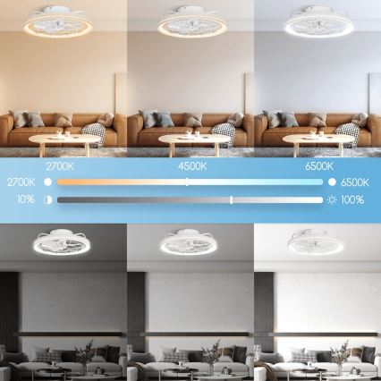 Aigostar - LED Aptumšojams griestu ventilators LED/40W/230V 2700-6500K d. 48 cm + tālvadības pults balta
