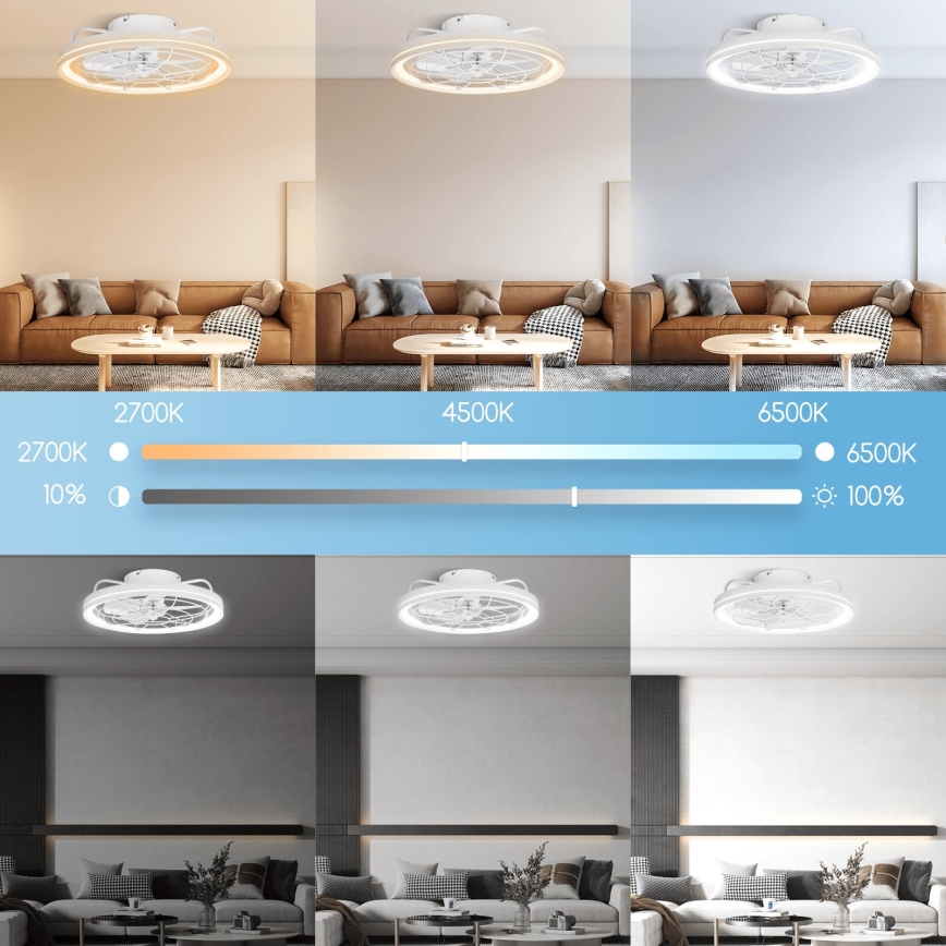 Aigostar - LED Aptumšojams griestu ventilators LED/40W/230V 2700-6500K d. 48 cm + tālvadības pults balta