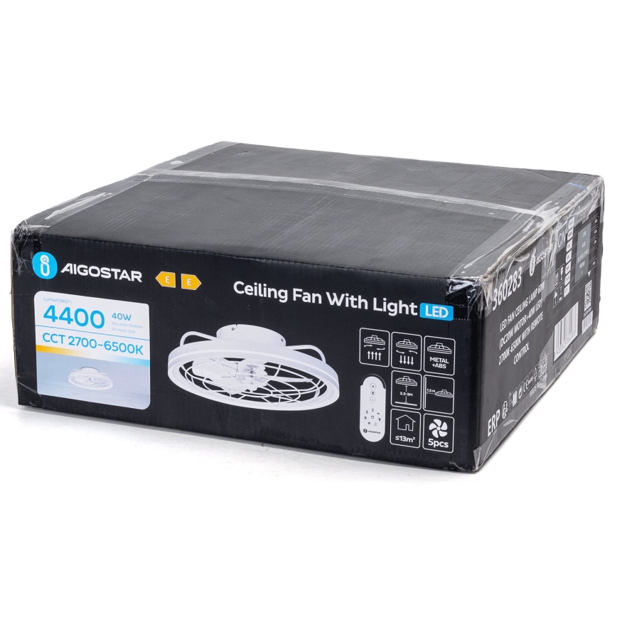Aigostar - LED Aptumšojams griestu ventilators LED/40W/230V 2700-6500K d. 48 cm + tālvadības pults balta