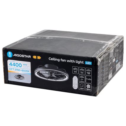 Aigostar - LED Aptumšojams griestu ventilators LED/40W/230V 2700-6500K d. 48 cm + tālvadības pults melna