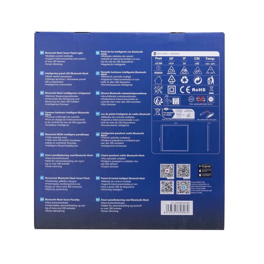 Aigostar - LED Aptumšojams iegremdējams panelis MESH LED/36W/230V 2700-6500K 60x60 cm