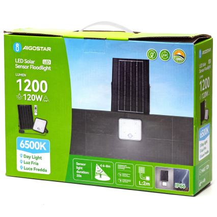 Aigostar - LED Aptumšojams saules enerģijas prožektors ar sensoru LED/120W/3,4V 6500K IP66 + tālvadības pults