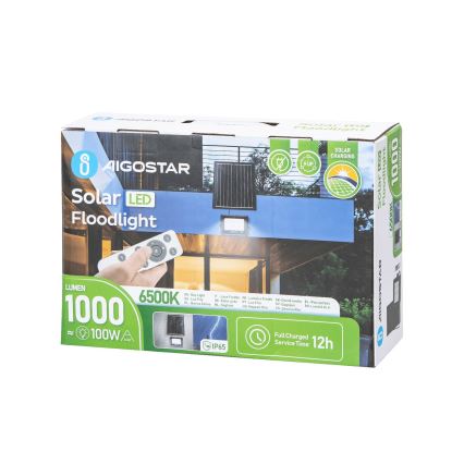 Aigostar - LED Aptumšojams saules enerģijas prožektors LED/100W/3,4V IP65 10000 mAh + tālvadības pults