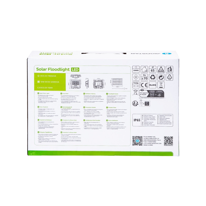 Aigostar - LED Aptumšojams saules enerģijas prožektors LED/100W/3,4V IP65 10000 mAh + tālvadības pults