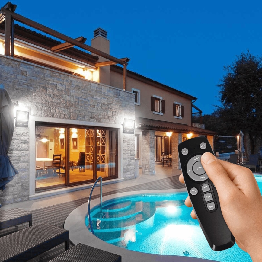 Aigostar - LED Aptumšojams saules enerģijas prožektors LED/200W/3,2V IP66 + tālvadības pults