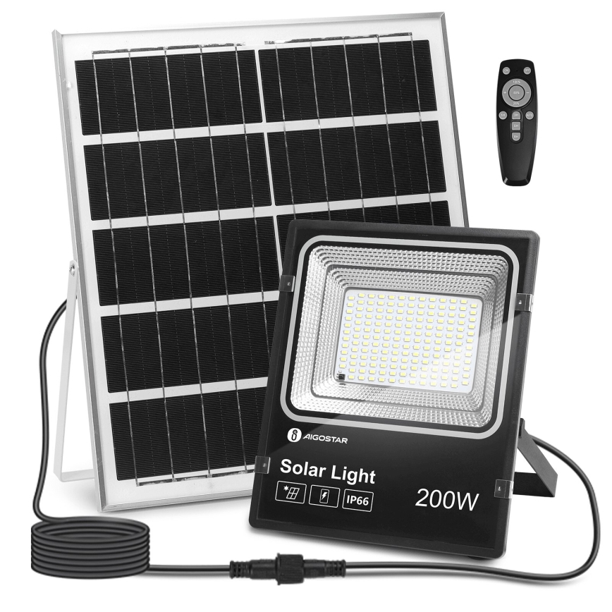 Aigostar - LED Aptumšojams saules enerģijas prožektors LED/200W/3,2V IP66 + tālvadības pults