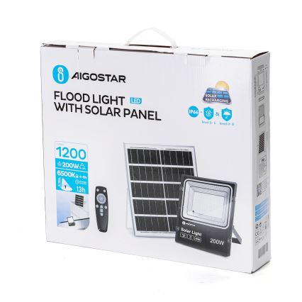 Aigostar - LED Aptumšojams saules enerģijas prožektors LED/200W/3,2V IP66 + tālvadības pults
