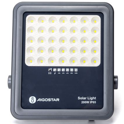 Aigostar - LED Aptumšojams saules enerģijas prožektors LED/200W/3,4V IP65 + tālvadības pults