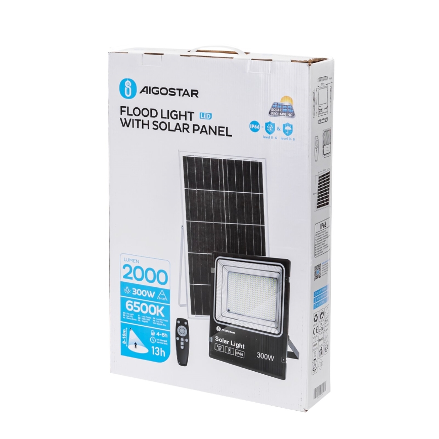 Aigostar - LED Aptumšojams saules enerģijas prožektors LED/300W/3,2V IP66 25000 mAh + tālvadības pults