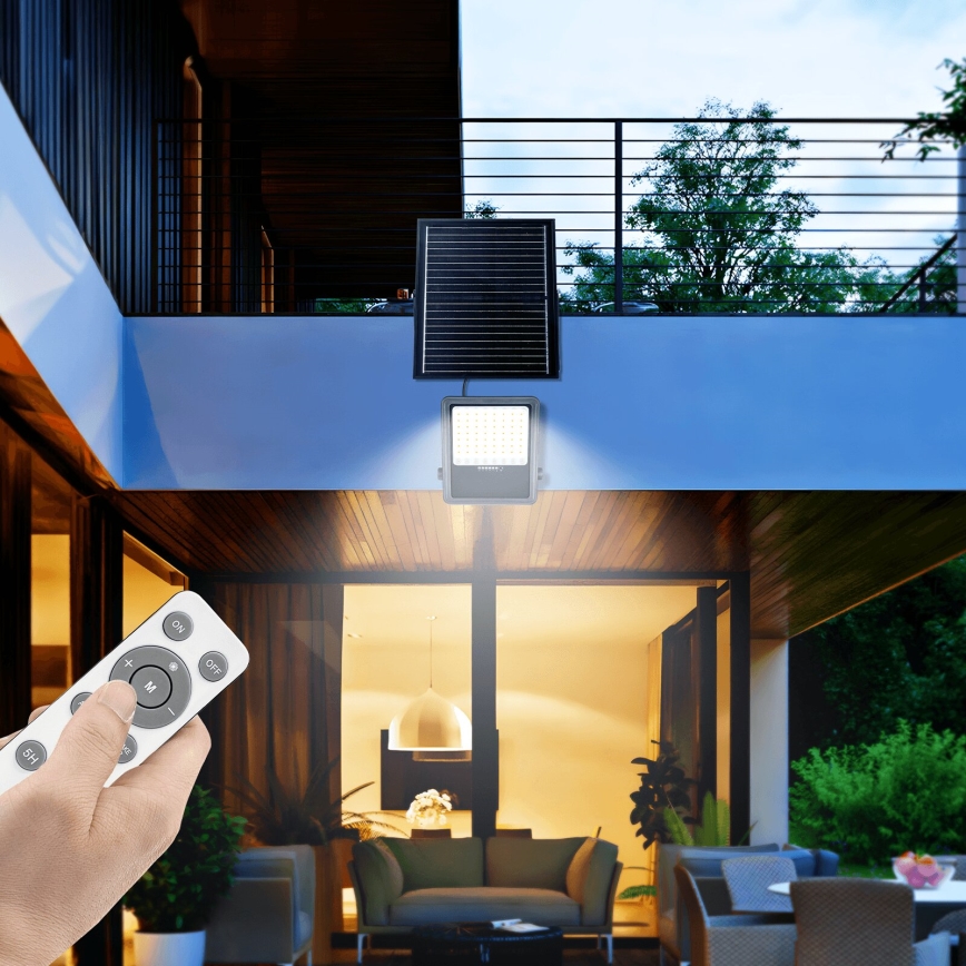 Aigostar - LED Aptumšojams saules enerģijas prožektors LED/300W/3,4V IP65 + tālvadības pults