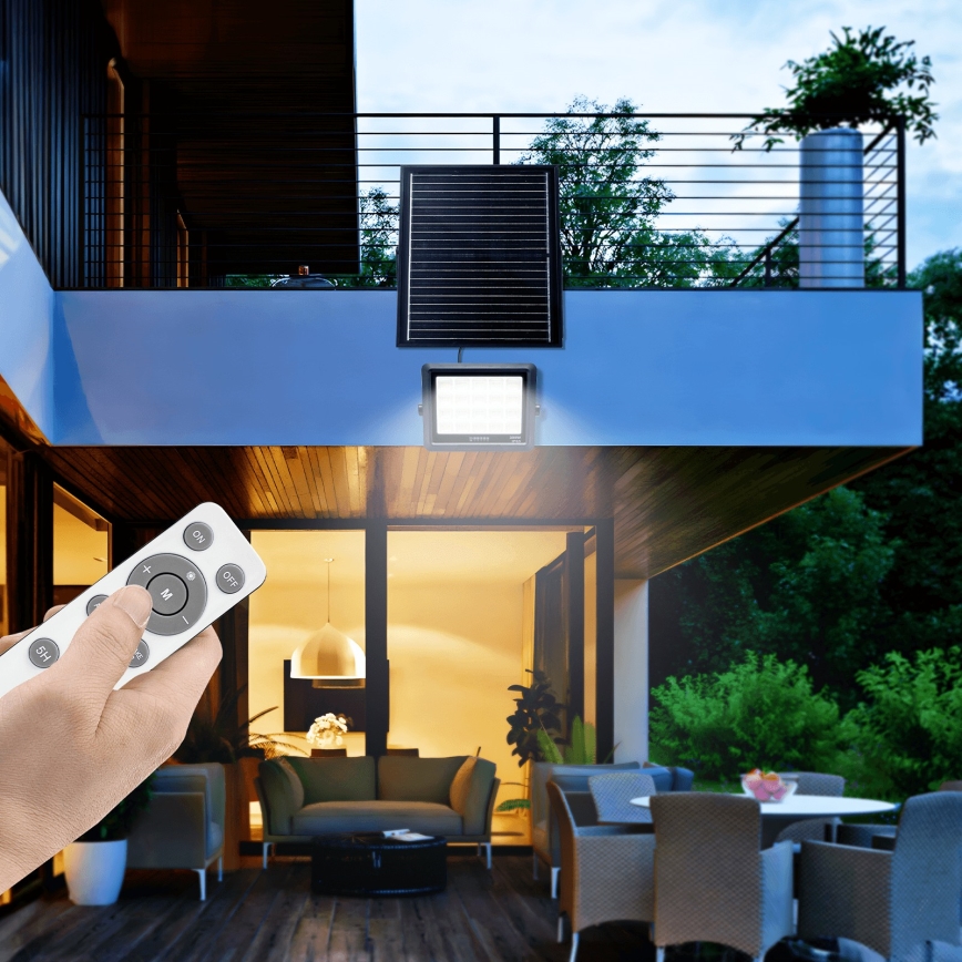 Aigostar - LED Aptumšojams saules enerģijas prožektors LED/300W/3,4V IP65 + tālvadības pults
