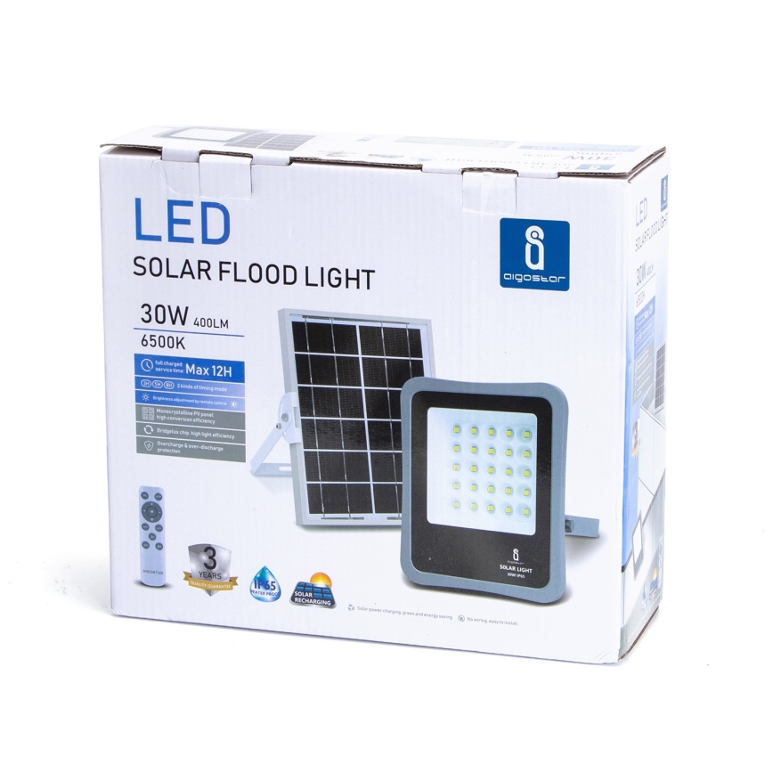 Aigostar - LED Aptumšojams saules enerģijas prožektors LED/30W/3,2V 20000 mAh IP67 + TP