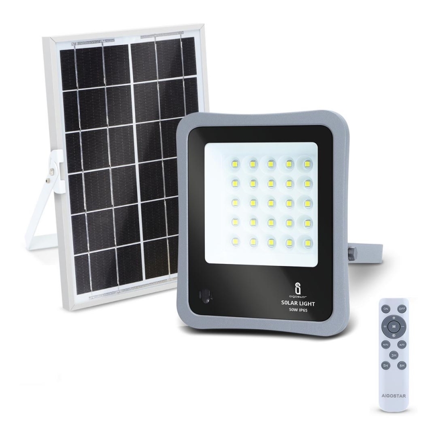 Aigostar - LED Aptumšojams saules enerģijas prožektors LED/50W/3,2V IP65 6000 mAh + TP
