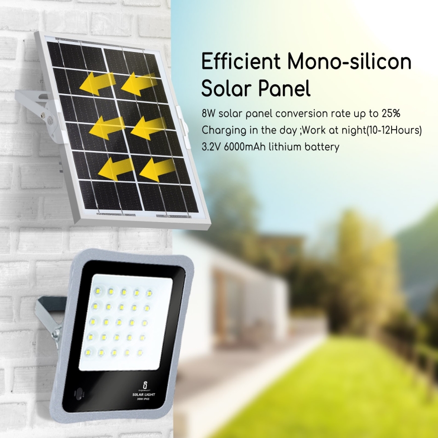 Aigostar - LED Aptumšojams saules enerģijas prožektors LED/50W/3,2V IP65 6000 mAh + TP