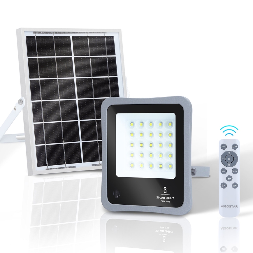 Aigostar - LED Aptumšojams saules enerģijas prožektors LED/50W/3,2V IP65 6000 mAh + TP