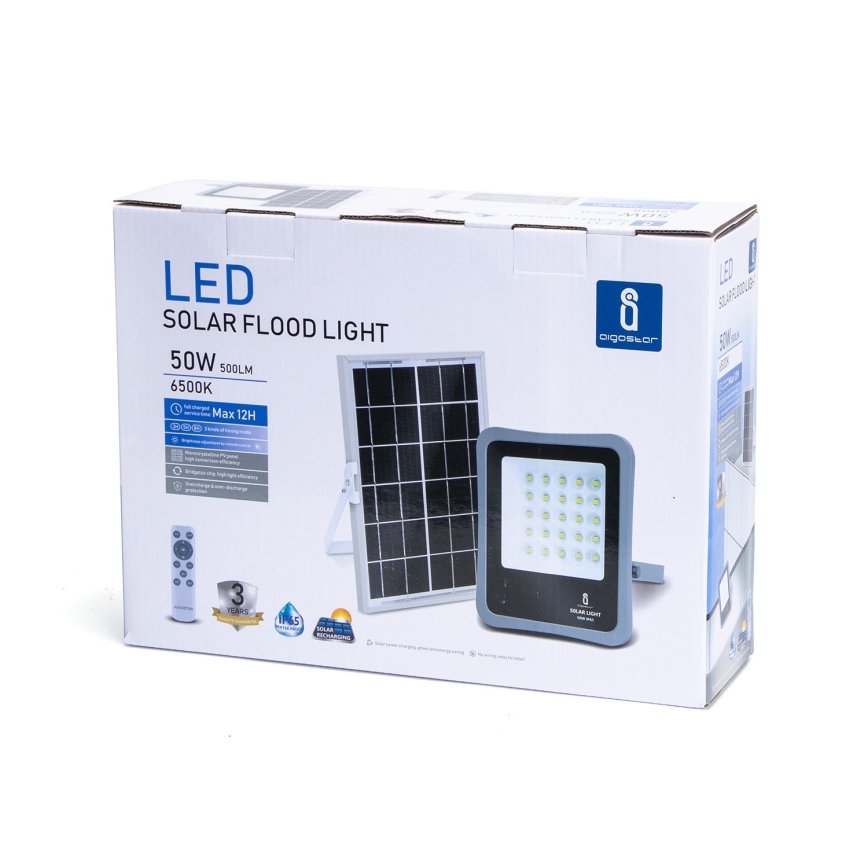 Aigostar - LED Aptumšojams saules enerģijas prožektors LED/50W/3,2V IP65 6000 mAh + TP
