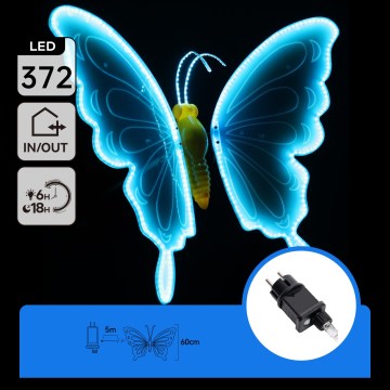 Aigostar - LED āra dekorācija 372xLED 60 cm IP44 tauriņš/zils