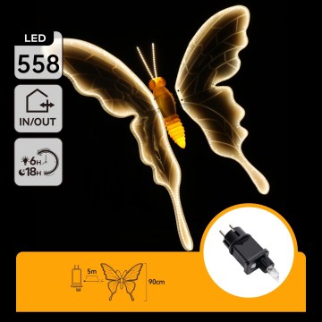 Aigostar - LED Āra dekorācija 558xLED 90 cm IP44 tauriņš/siltā balta