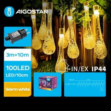 Aigostar - LED āra dekoratīvā virtene 100 LED/8 funkcijas 13 m IP44 siltā balta