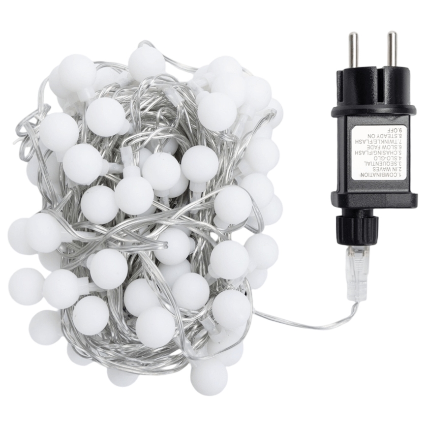 Aigostar - LED āra dekoratīvā virtene 100xLED/8 funkcijas 10m IP44 auksti balta