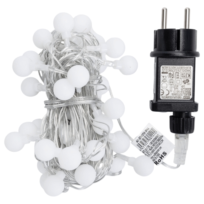 Aigostar - LED āra dekoratīvā virtene 50 LED/8 funkcijas 5 m IP44 auksti balta