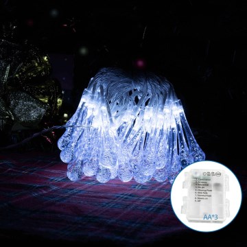 Aigostar - LED Āra dekoratīva virtene 50xLED/8 funkcijas/3xAA 5,3m IP44 vēsi balts