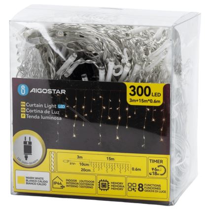 Aigostar - LED Āra dekoratīva virtene 75xLED/6W/230V 15x0,6m IP44 silti balta