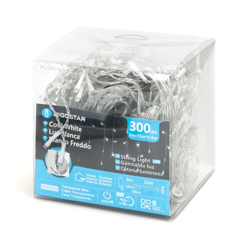 Aigostar - LED Āra dekoratīva virtene 75xLED/6W/230V 15x0,6m IP44 vēsi balts
