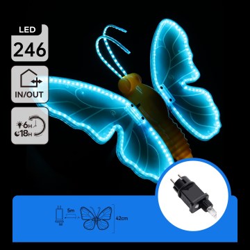 Aigostar - LED āra dekors 246xLED/9W/230V 42 cm IP44 tauriņš/zils