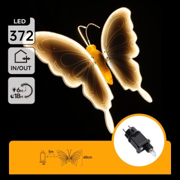 Aigostar - LED āra dekors 306xLED IP44 silti balts tauriņš
