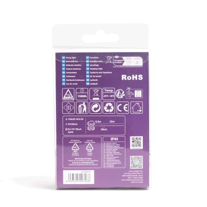 Aigostar - LED āra virtene 150xLED/8 funkcijas/3xAA 15,3m IP44 auksta balta