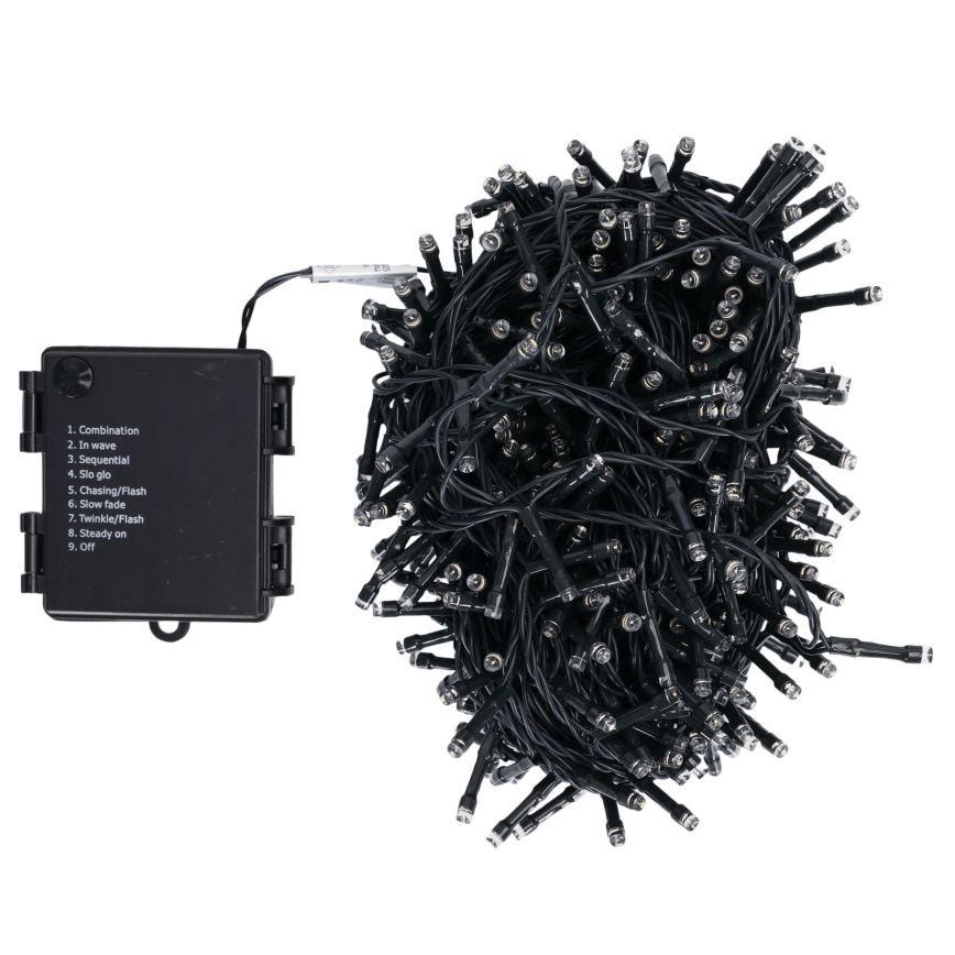 Aigostar - Āra LED virtene 500xLED/8 funkcijas 4xAA 25,3 m IP44 silta balta