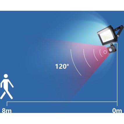 Aigostar - LED Āra prožektors ar sensoru LED/50W/230V 4000K IP65 melna