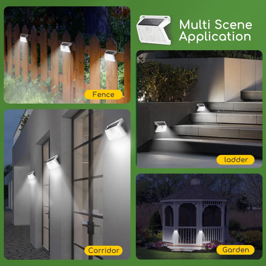 Aigostar - LED Āra saules enerģijas lampa ar sensoru LED/1,48W/3,7V IP65 1200 mAh