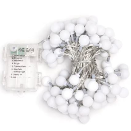 Aigostar - LED Ziemassvētku āra virtene 100xLED/3xAA/8 funkcijas 10,3 m IP44 vēsi balts